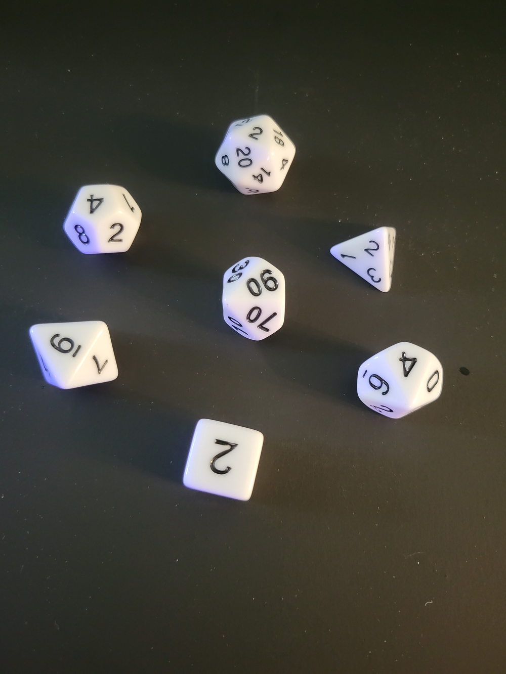 White 7-Piece Polyhedral Dice Set for Roleplaying Games